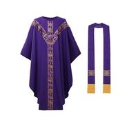 BLESSUME Priest Chasuble Catholic Church Celebrant Father Mass Vestments Robe, Purple, Unisex, One Size