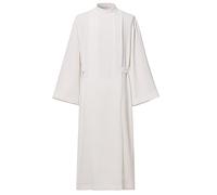 BLESSUME Priest Clergy Alb Pleats Front Wrap Alb Vestments, Ivory White, M