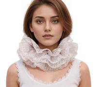 BLESSUME Renaissance Neck Ruffle Lace Collar 15.5'' (Purple & White)