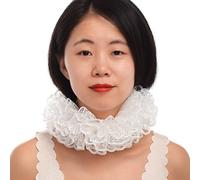 BLESSUME Renaissance Neck Ruffle Lace Collar (15.5'' White)