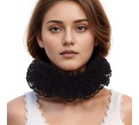 BLESSUME Renaissance Neck Ruffle Lace Collar (16.5'' Black)