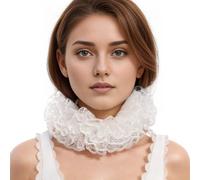 BLESSUME Renaissance Neck Ruffle Lace Collar (16.5", White)