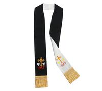 BLESSUME Reversible Clergy Stole Choir Priest Adult's Church Relegious Stole (Black and White 4)
