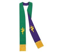 BLESSUME Reversible Clergy Stole Choir Priest Adult's Church Relegious Stole (Green and Purple)