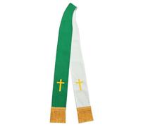 BLESSUME Reversible Clergy Stole Choir Priest Adult's Church Relegious Stole (Green and White 1)