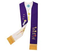 BLESSUME Reversible Clergy Stole Choir Priest Adult's Church Relegious Stole (Purple and White)