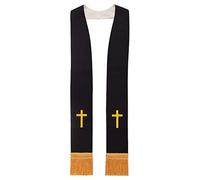 BLESSUME Reversible Clergy Stole Choir Priest Adult's Church Relegious Stole (White and Black 2)