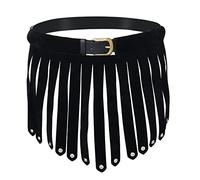 BLESSUME Roman Gladiator Kilt Belt Apron Medieval LARP PU Leather Belt Armor Costume, Black 4, One size