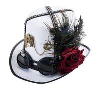 BLESSUME Steampunk Hat with Goggles Unisex Fancy Dress Top Hat for Carnival, Halloween, Theme Party