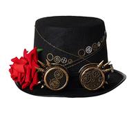 BLESSUME Steampunk Hat with Goggles Unisex Fancy Dress Top Hat (L, Color D)