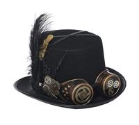 BLESSUME Steampunk Hat with Goggles Unisex for Carnival, Halloween, Theme Party (M, Schwarz 9)