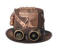 BLESSUME Steampunk Top Hat with Goggles for Carnival, Halloween, Theme Party (M,Bronze 3)