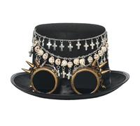 BLESSUME Steampunk Top Hat with Goggles,Victorian Punk Hat for Carnival, Halloween, Theme Party