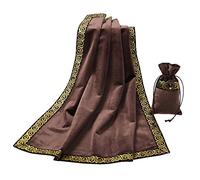BLESSUME Tarot Table Cloth Divination Wicca Velvet Altar Cloth with Tarot Pouch Coffee