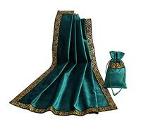 BLESSUME Tarot Table Cloth Divination Wicca Velvet Altar Cloth with Tarot Pouch Green