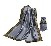 BLESSUME Tarot Table Cloth Divination Wicca Velvet Altar Cloth with Tarot Pouch Grey