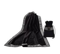 BLESSUME Tarot Table Cloth Divination Wicca Velvet Altar Cloth with Tarot Pouch, One Size (Black)