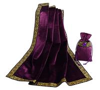 BLESSUME Tarot Table Cloth Divination Wicca Velvet Altar Cloth with Tarot Pouch Purple