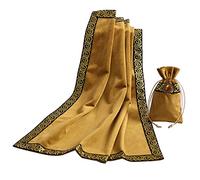 BLESSUME Tarot Table Cloth Divination Wicca Velvet Altar Cloth with Tarot Pouch (Yellow 2)