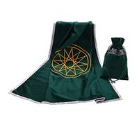 BLESSUME Tarot Tablecloth Altar Divination Cloth with Tarot Pouch (Green)