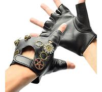 BLESSUME Victorian Punk Fingerless Gloves Vintage Gothic Punk Unisex Cosplay Gloves Back