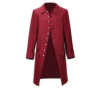 BLESSUME Victorian Renaissance Coat Men's Steampunk Jacket (Red 1, S)