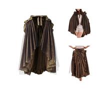 BLESSUME Victorian Ruffle Bustle Skirt/Cape (Olive-Green)