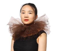 BLESSUME Victorian Ruffle Collar Renaissance Mesh Clown Collar Layered Neck Ruff For Fancy Dress (Brown)