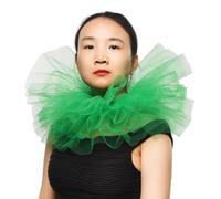 BLESSUME Victorian Ruffle Collar Renaissance Mesh Clown Collar Layered Neck Ruff For Fancy Dress (Green)