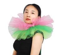 BLESSUME Victorian Ruffle Collar Renaissance Mesh Clown Collar Layered Neck Ruff for Fancy Dress (Multi-Colored)