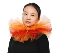 BLESSUME Victorian Ruffle Collar Renaissance Mesh Clown Collar Layered Neck Ruff For Fancy Dress (Orange/Red)