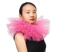BLESSUME Victorian Ruffle Collar Renaissance Mesh Clown Collar Layered Neck Ruff For Fancy Dress (PInk 1)