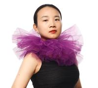 BLESSUME Victorian Ruffle Collar Renaissance Mesh Clown Collar Layered Neck Ruff for Fancy Dress (Purple)