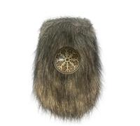 BLESSUME Viking Faux Fur Belt Pouch Medieval Fuzzy Waist Bag with Nordic Badge, Adjustable Drawstring Purse for LARP, Cosplay