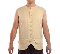 BLESSUME Vintage Colonial Vest Mens Renaissance Vest Gothic Steampunk Button-up Waistcoat, Beige, XXL