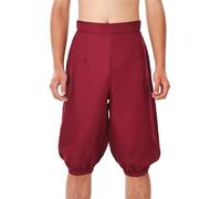 BLESSUME Vintage Trousers Men Viking Pants Fancy Costume (2XL,Wine Red)