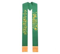 BLESSUME White Chasuble Stole Vestments Holy Lamb Embroidery Stole (Green)(Size: One Size)