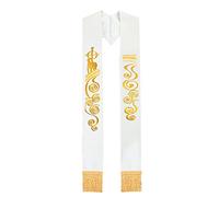 BLESSUME White Chasuble Stole Vestments Holy Lamb Embroidery Stole (White)(Size: One size)