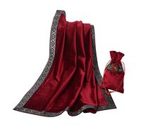 BLESSUME Witch Altar Tarot Table Cloth and Pouch Square Divination Tarot Cloth (Red)