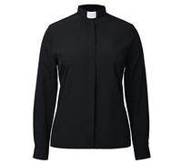 BLESSUME Women Clergy Shirt Tab Collared Long Sleeves Button-Down Blouse (Black, S)