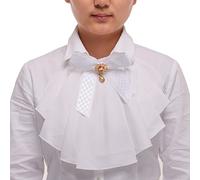 BLESSUME Women Victorian Chiffon Jabot Neck Collar 1 piece (White)(Size: One Size)