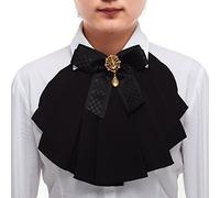 BLESSUME Women Victorian Chiffon Jabot Neck Collar (Black)