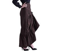 BLESSUME Women Victorian Punk Corset Skirt High-Low (Brown, L)