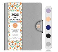 BLESWIN 2026 Planner - 12 Months A5 Diary Week to View, Jan.2026 - Dec.2026, Monthly & Weekly Planner Pu Leather Soft Cover, Academic Diary with Book Buckle, Inner Pocket, Perfect Organiser Gray