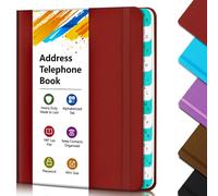 BLESWIN Address Book with Alphabetical Tabs, Hardcover Address Book for Record Contacts, Small Address Book to Store All Your Important Informations in One Place, 6.1x4.7" - Red