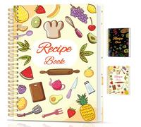 BLESWIN Blank Recipe Book for Own Recipes, A5 Hardcover Cookbook Recipe, Spiral Recipe Journal Organize Your Recipes, Empty Recipe Book to Write In, Family Recipe Book for DIY Recipes, 21.6 x 14.8CM