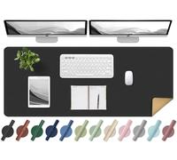 BLESWIN Large Desk Pad - Dual-Sided Cork & Leather, Non-Slip, Easy Clean, Black, 120x60CM