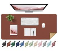 BLESWIN Leather Desk Mat, Large Non-Slip Mouse Pad, Waterproof Desk Protector, Writing Desk Mat, Decorative Office Blotting Mat (Brown, 80 x 40 cm)