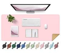 BLESWIN Leather Desk Mat, Large Non-Slip Mouse Pad, Waterproof Desk Protector, Writing Desk Mat, Decorative Office Blotting Mat (Pink, 80 x 40 cm)