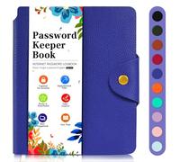 BLESWIN Password Book - Small Password Book Alphabetical with Tabs, Elegant PU Leather Password Journal, 15.3 x 13CM, A6 Password Logbook to Record Contacts, Special Days, Internet Setting, Dark Blue